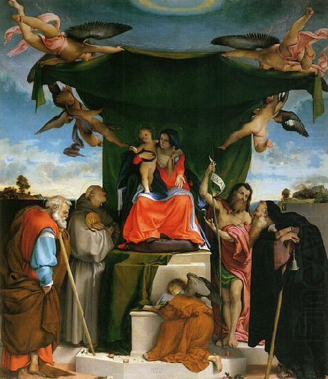 Lorenzo Lotto Thronende Madonna, Engel und Heilige china oil painting image